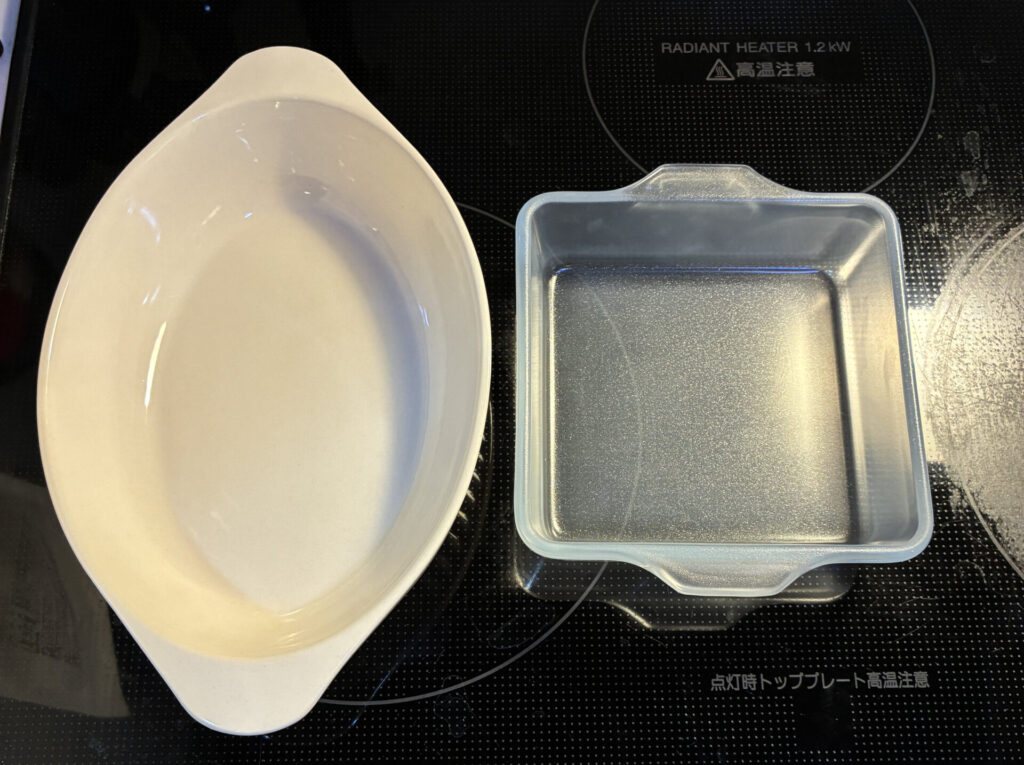 セラベイク スクエアロースターSとグラタン皿の比較