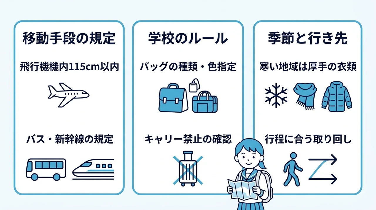 修学旅行のキャリーケース 大きさを左右する条件