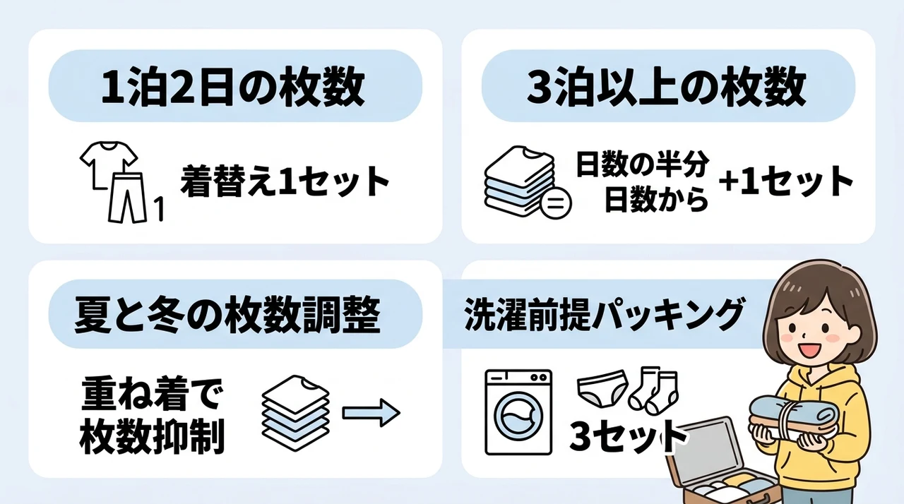 旅行日数と季節別の服の枚数計算
