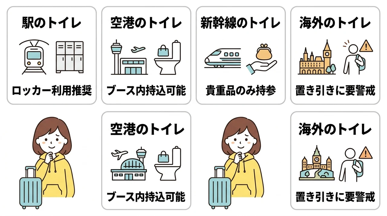 場所別!キャリーケースでトイレに行くときの対応