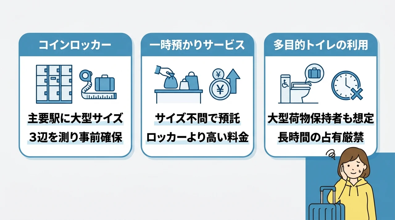 トイレ前にキャリーケースを預ける方法