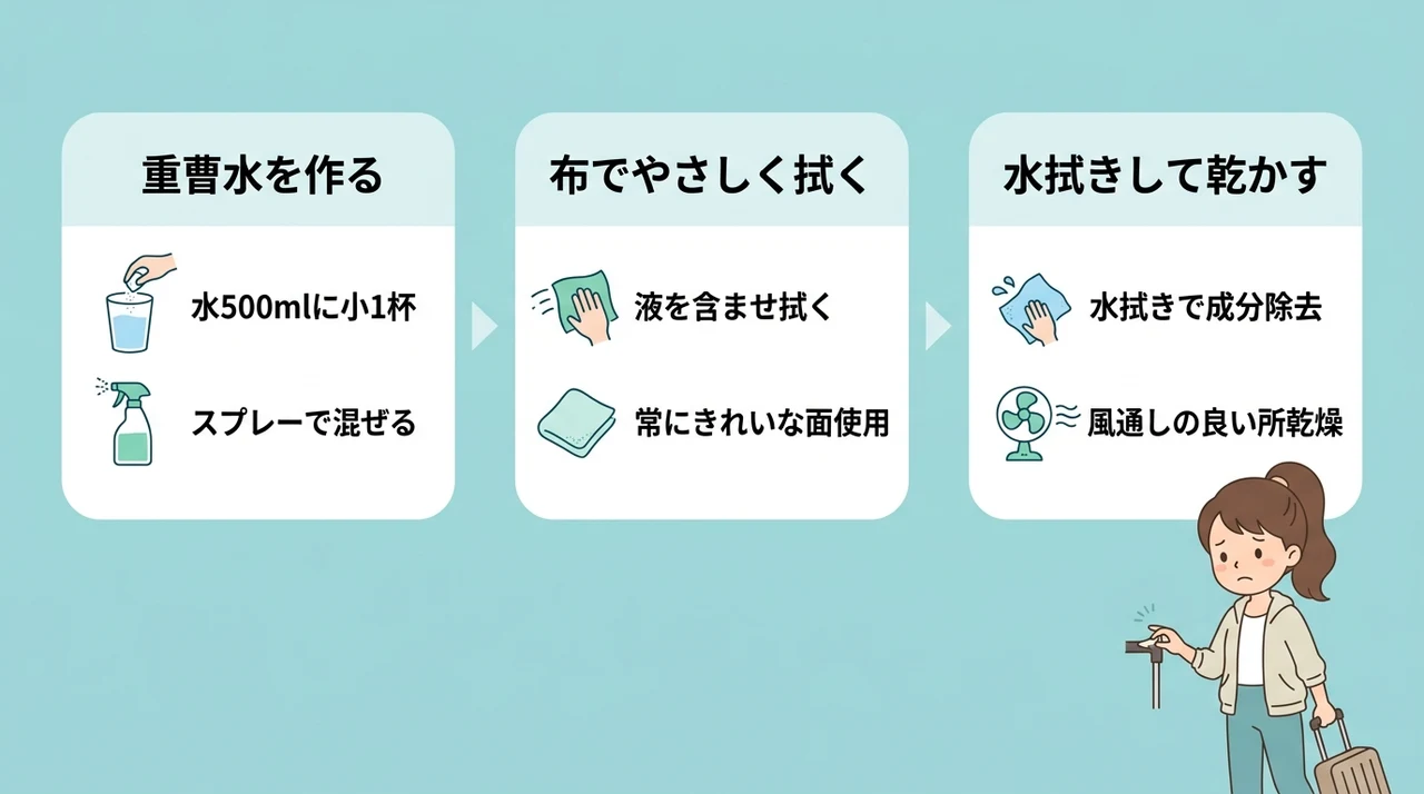 重曹とセスキで持ち手を掃除する手順