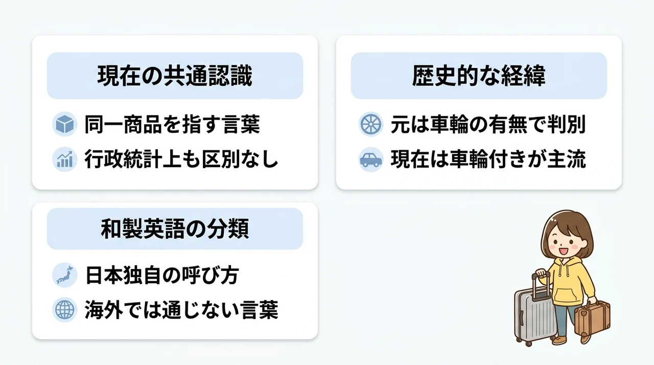 キャリーケースとスーツケースの違いとは