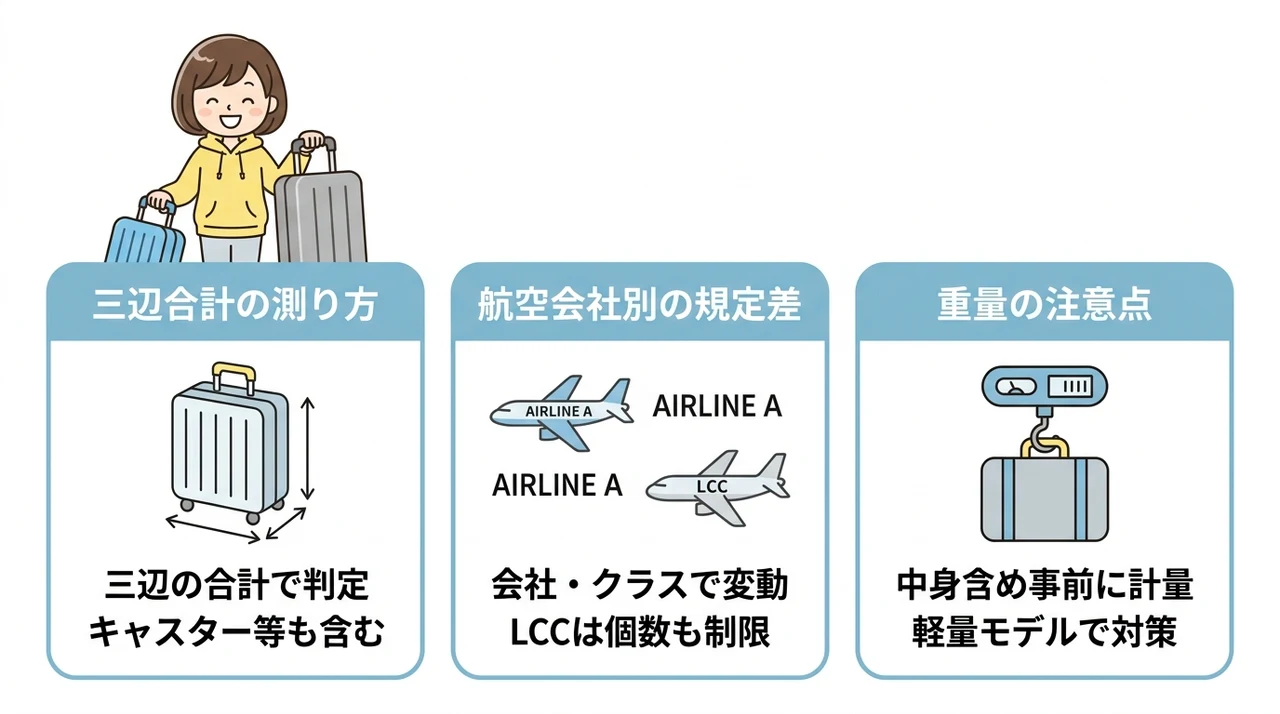 機内持ち込みサイズの計測方法と規定
