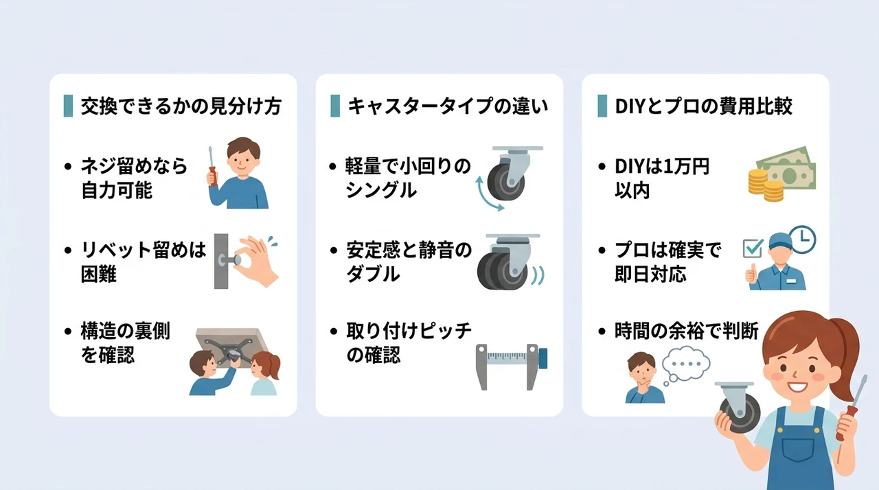 キャリーケースのタイヤ交換を自分でやる前に知る基本