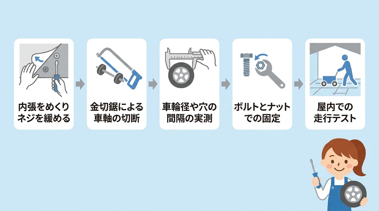キャリーケースのタイヤ交換を自分で行う手順