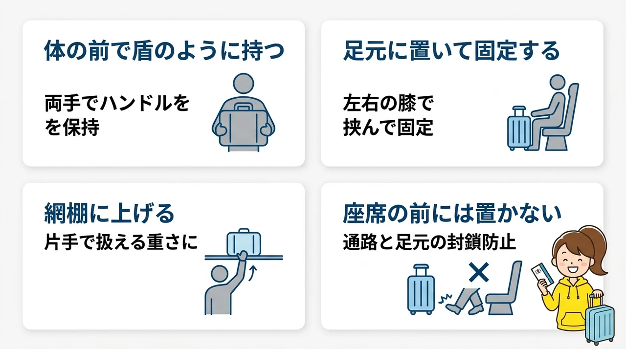 電車でキャリーケースを置く場所の正解