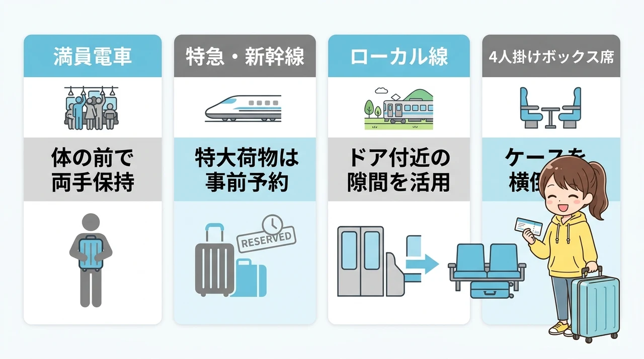 シーン別|電車でキャリーケースを持ち込む際の対応