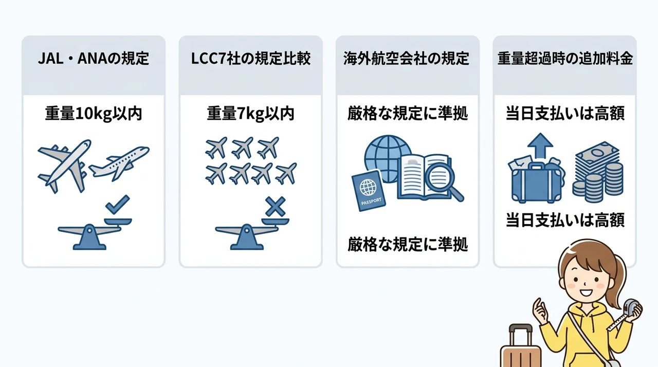 航空会社別の機内持ち込みサイズと重量