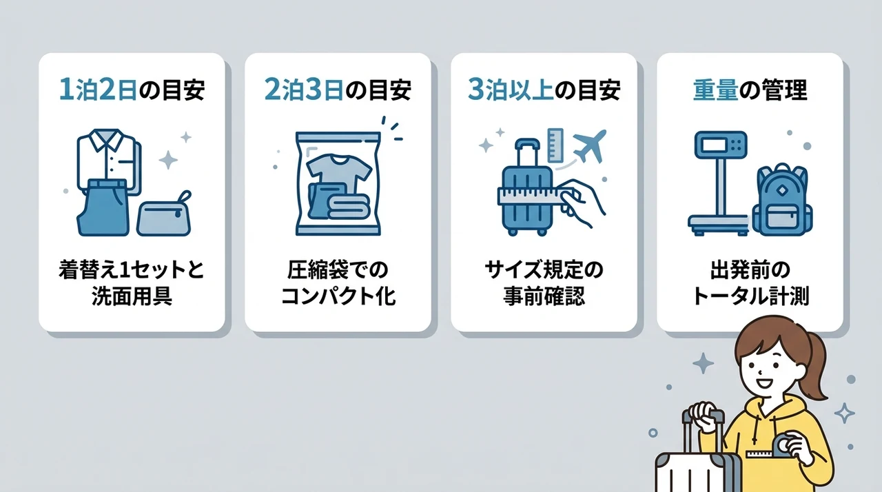 旅行日数別の容量選びとパッキング術