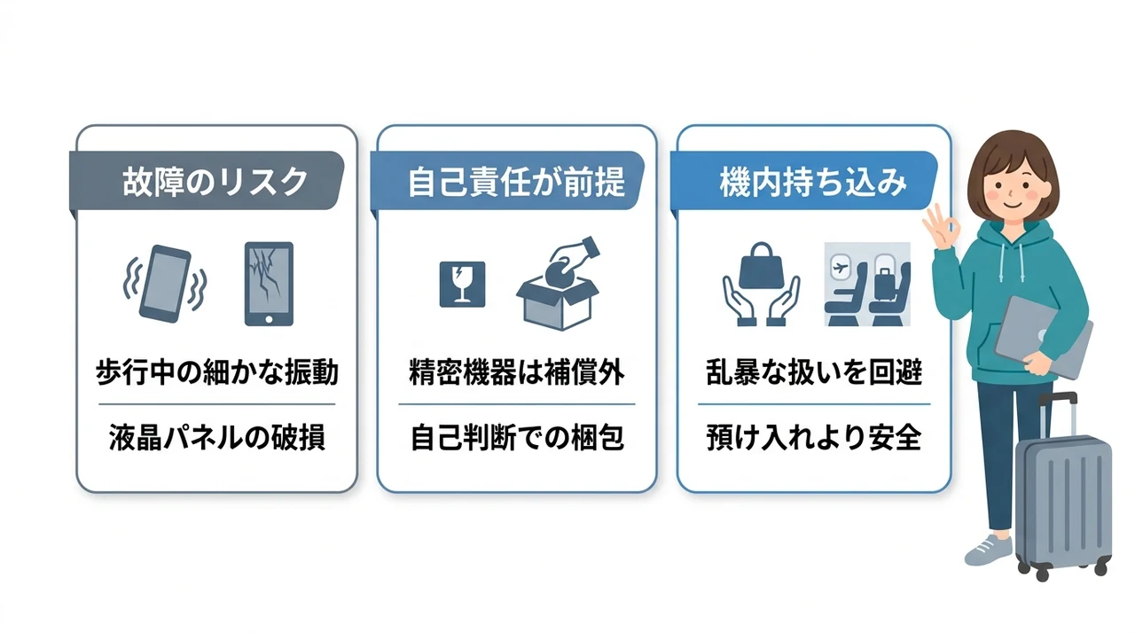 キャリーケースにパソコンを入れても大丈夫?