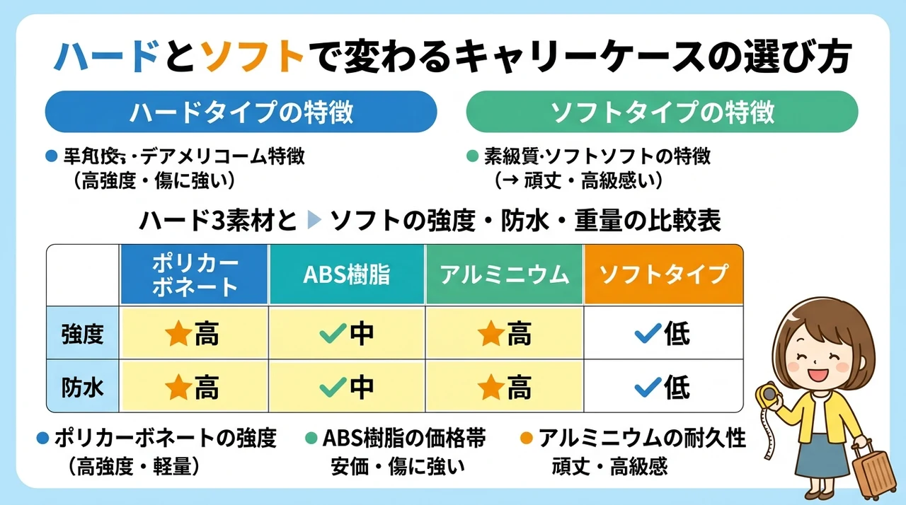 ハードとソフトで変わるキャリーケースの選び方