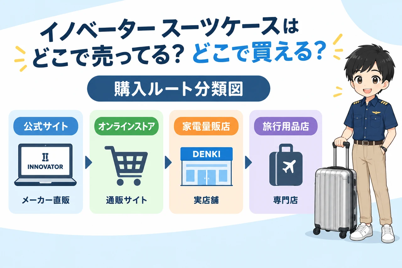 イノベーター スーツケースはどこで売ってる?どこで買える?の要点をまとめた図解
