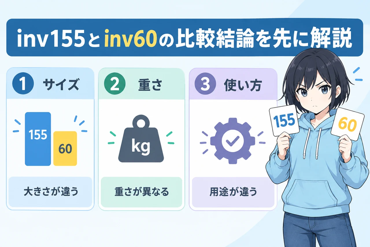 inv155とinv60の比較結論を先に解説の要点をまとめた図解