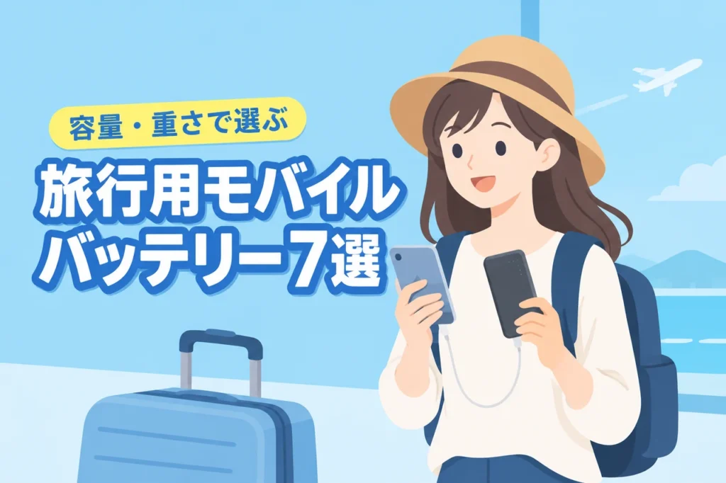 旅行におすすめのモバイルバッテリー7選！容量・重さ・安全性で選ぶ（記事のアイキャッチ画像）