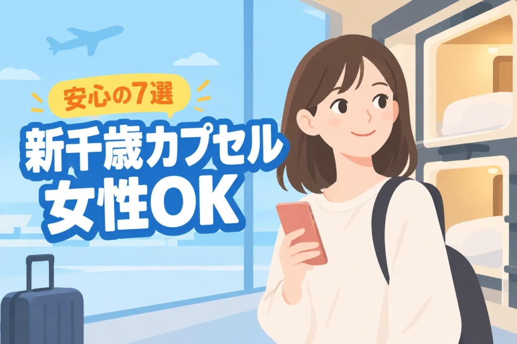 新千歳空港のカプセルホテルは女性OK？安心して泊まれる宿7選（記事のアイキャッチ画像）