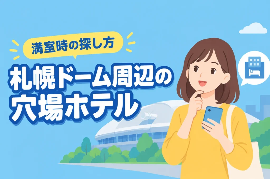 札幌ドーム周辺でホテルが取れない！満室時に狙いたい穴場エリアと探し方（記事のアイキャッチ画像）