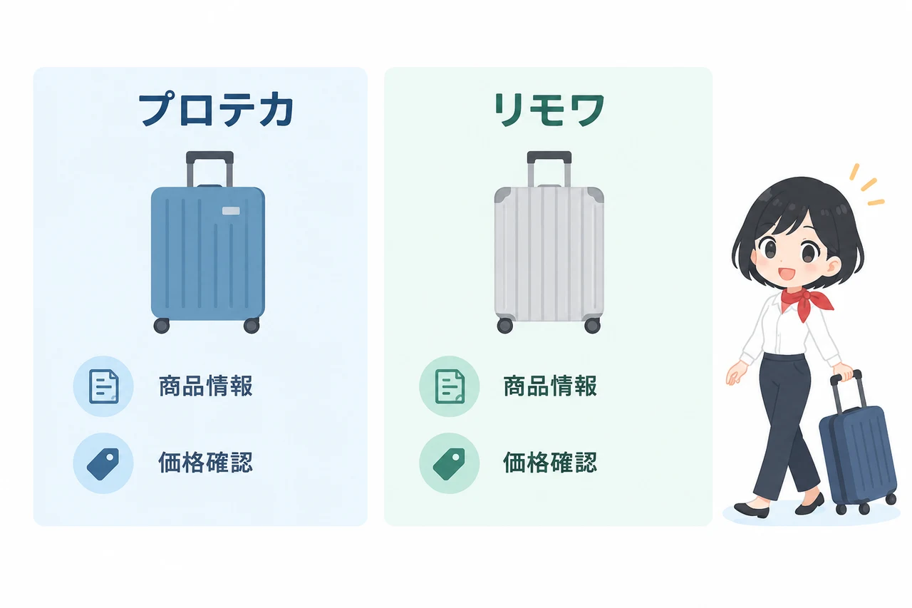 スーツケースのプロテカとリモワ比較結論の要点をまとめた図解