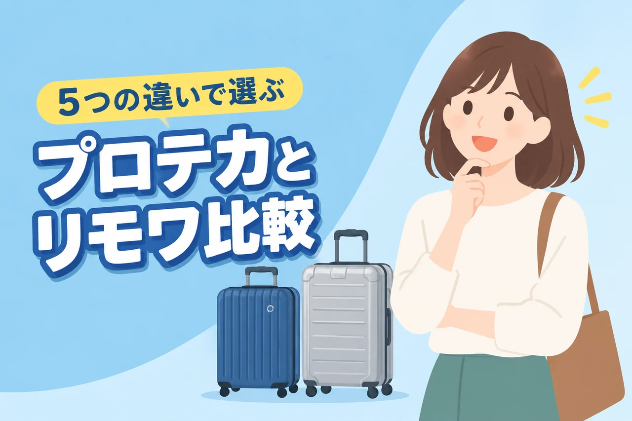 スーツケースのプロテカとリモワ比較!5つの違いで選び方が変わる(記事のアイキャッチ画像)
